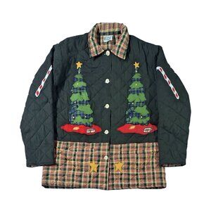 Eco-Friendly Organic Quilted Holiday Jacket – Reversible with Santa & Christmas
